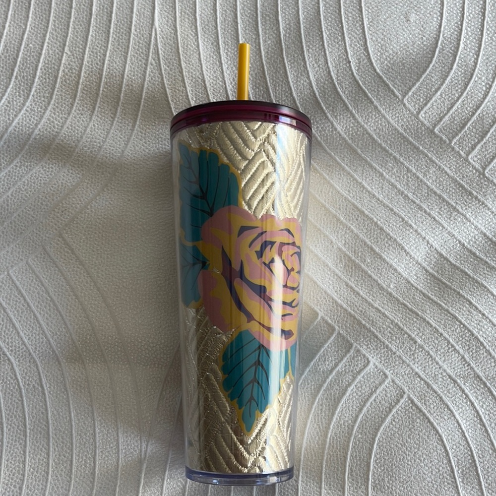 New with Tags Gold Floral Venti Starbucks Cup
